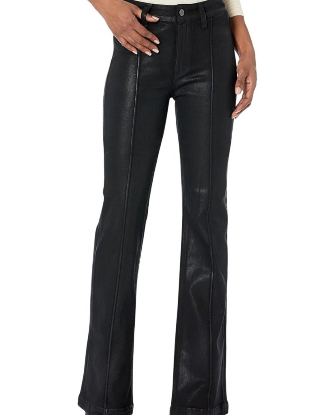 Paige NWT Clean Front HR Laurel Canyon Black Fog Luxe Coating Bootcut Size 28